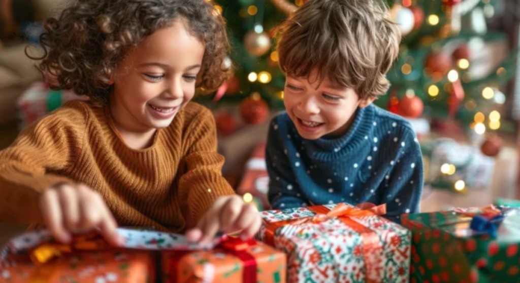 kids opening presents